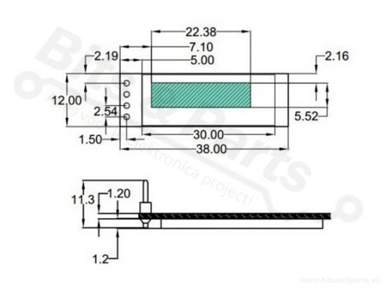 Display OLED 128x32 0.91 inch I2C Blue